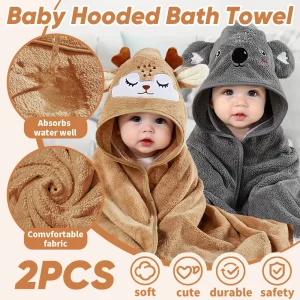 2PCS/Set Hooded Baby Towels