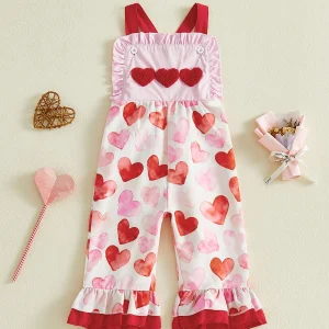 Adorable Toddler Girls Romper with Heart Applique