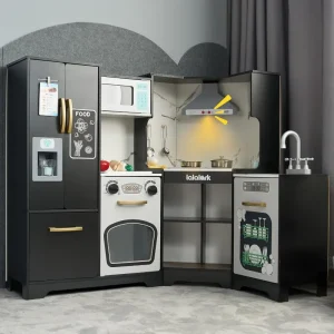 Joyfy Toddlers Wooden Corner Kitchen Pretend Playset